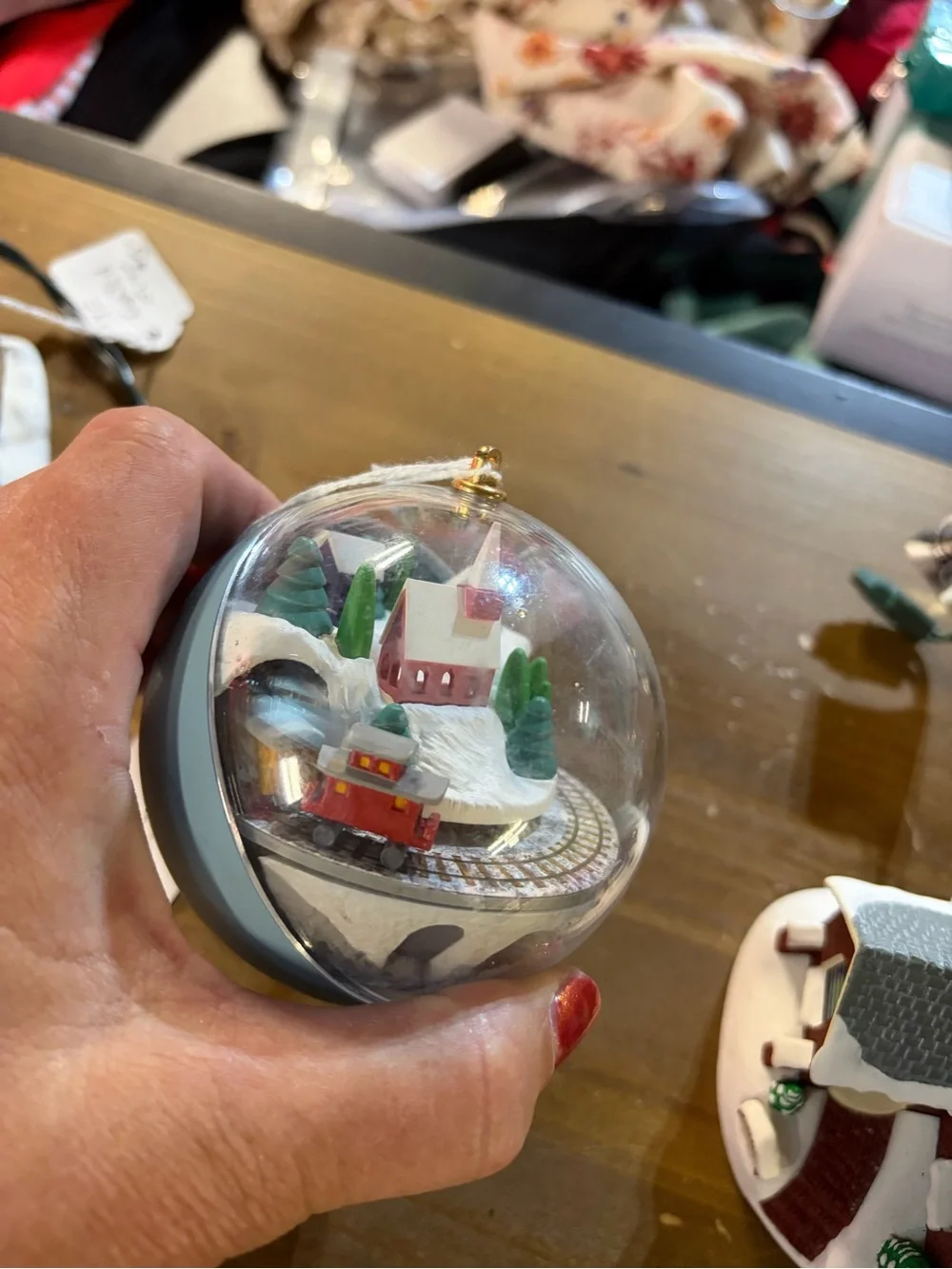 Christmas Village Ornament Lot Snow Globe Gingerbread House Church Cabin